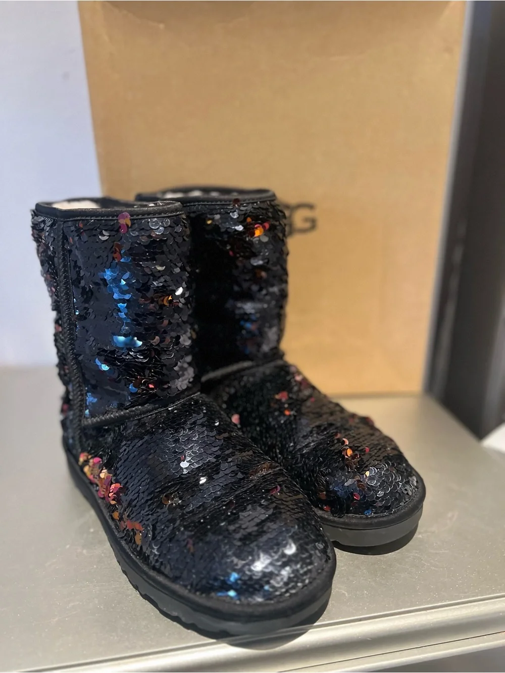 UGG Black Sequin Mid-Calf Girls' Boot